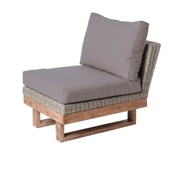 Garden sofa Patsy Modular Grey Wood Rattan 66 x 89 x 64,5 cm on Sale