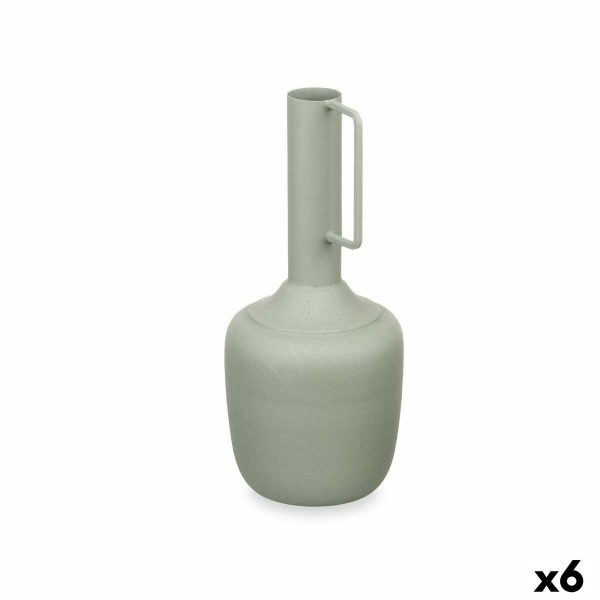 Vase With handle Green Steel 12 x 30 x 12 cm (6 Units) Supply