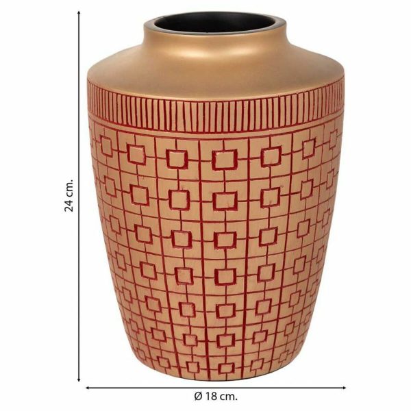 Vase Alexandra House Living Red Golden Polyresin 18 x 24 x 18 cm Online Hot Sale