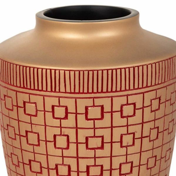 Vase Alexandra House Living Red Golden Polyresin 18 x 24 x 18 cm Online Hot Sale