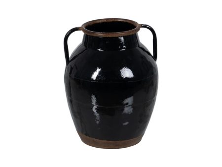 Vase Black Iron 18,5 x 18,5 x 22 cm For Sale