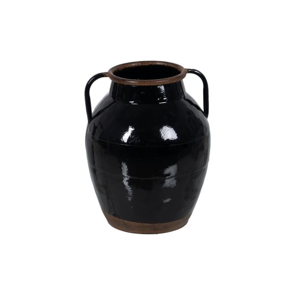 Vase Black Iron 18,5 x 18,5 x 22 cm For Sale